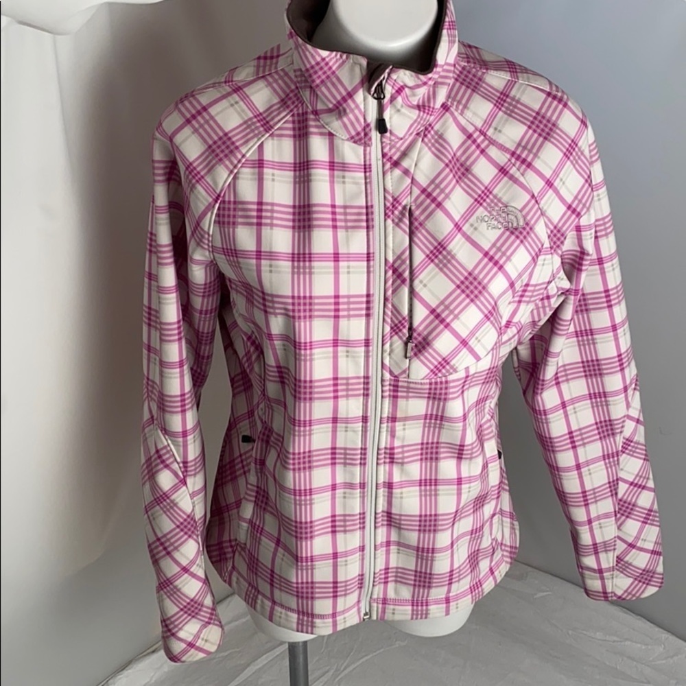 The North Face Apex Bionic fleece lined purple plaid jacket L